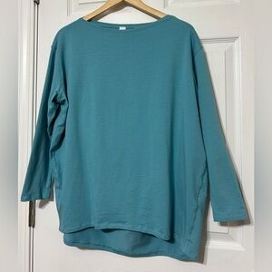 HeyNuts Women’s Teal Yoga Active Pullover Top Oversized Pima Cotton NWOT Size M